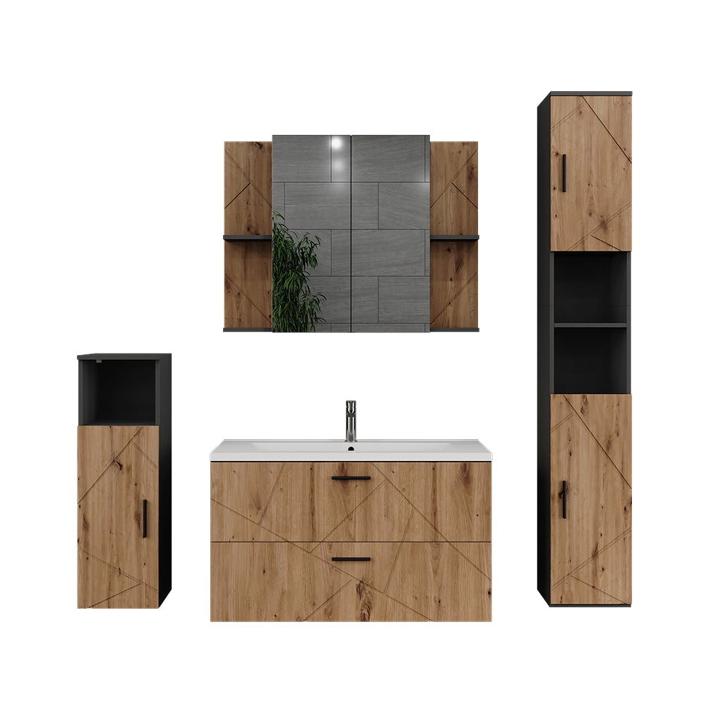 Vicco Set di mobili da bagno Antracite 5 parti