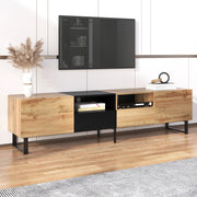 Supporto TV moderno - Zephmum - Design nero e legno, robusto, ampio spazio