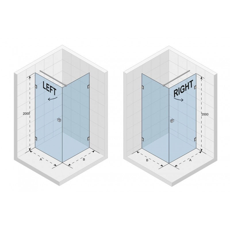 Box doccia angolare destro SCANDIC NXT 201 RIHO 90x80 x200cm con cerniera cromata