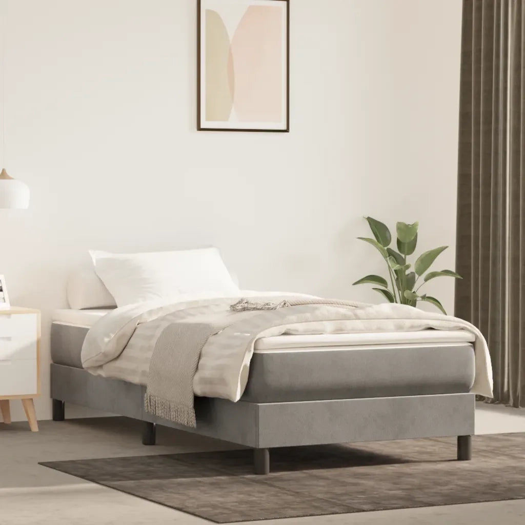 Materasso a Molle Insacchettate Rigidit¨¤ Media Grigio Chiaro 100x200x20 cm in Velluto
