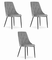 Sedia VALORA IMOLA - Design ergonomico moderno in velluto grigio chiaro x 3