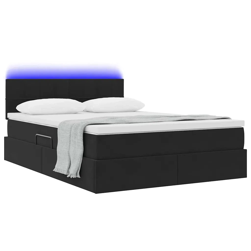 Letto con contenitore e LED con led Nero 140 x 190 cm Velluto 3371393
