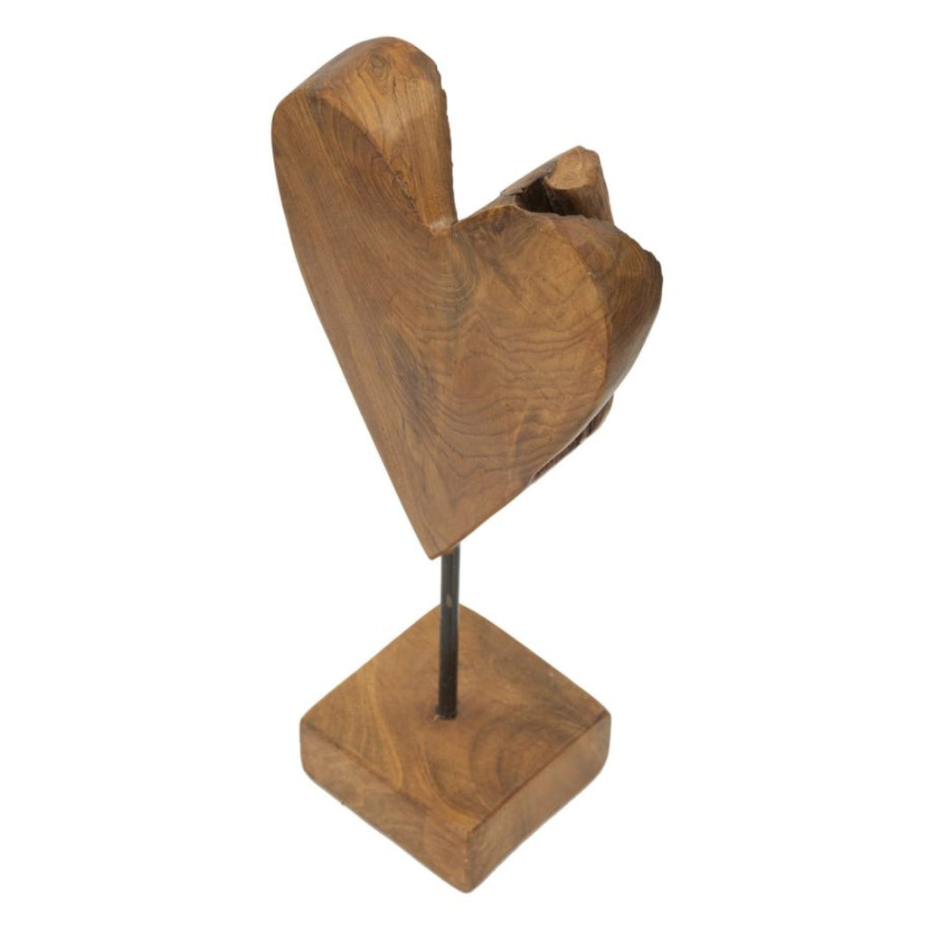 Scultura Cuore 9, Marrone, Legno, 15x10x35 cm