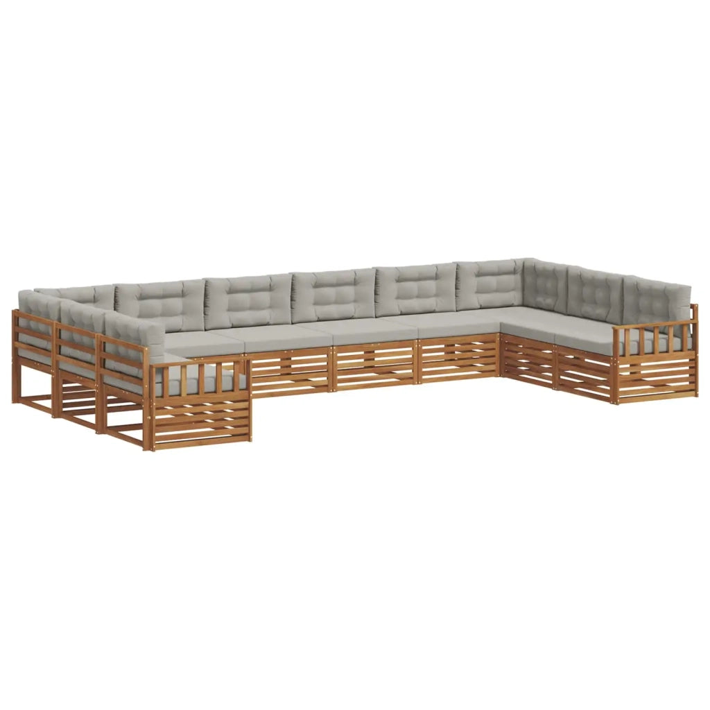 Set divani con cuscino 4 pcs Grigio Naturale e Chiaro 3374201