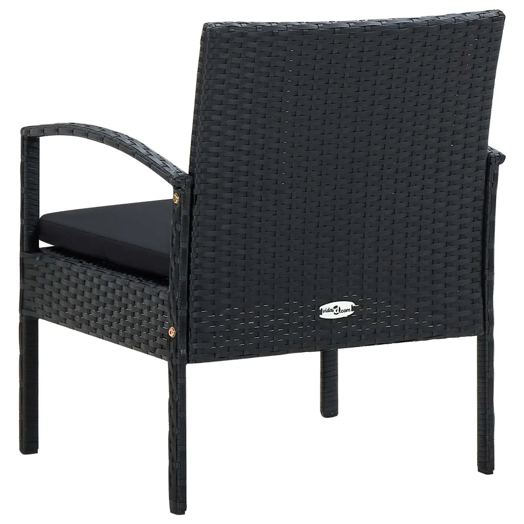 Sedia da Giardino | Sedie da Esterno con Cuscino in Polyrattan Nero