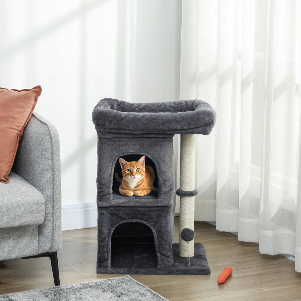 Casetta per Gatti con Piattaforma e 2 Ripari ¨C Zephmum ¨C Grigio