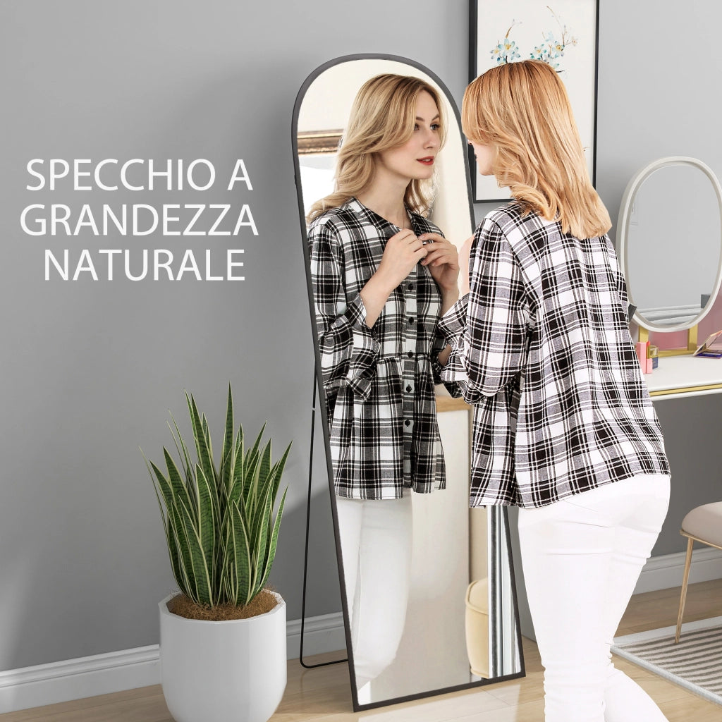 Specchio da Terra e Parete Moderno in Lega di Alluminio ¨C Zephmum ¨C Nero 50x161.5cm
