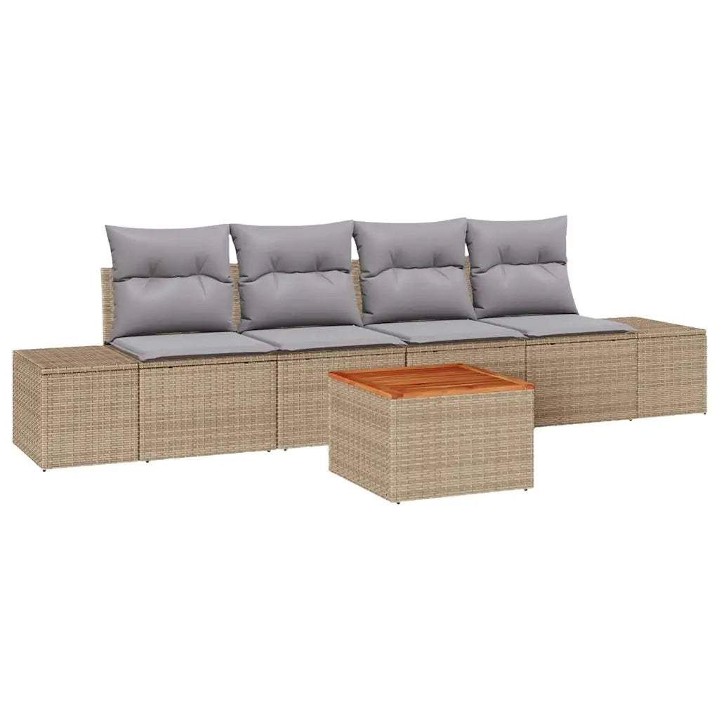 Set Divano da Giardino 5 pcs Beige e Grigio Chiaro polyrattan 3356558