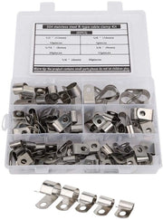 Clip per cavi 80 pezzi - R-Type - Clip per cavo - Adatto per cavi/pipistrelli - Diversi diametri - Per uso interno/esterno - Clip per cavi