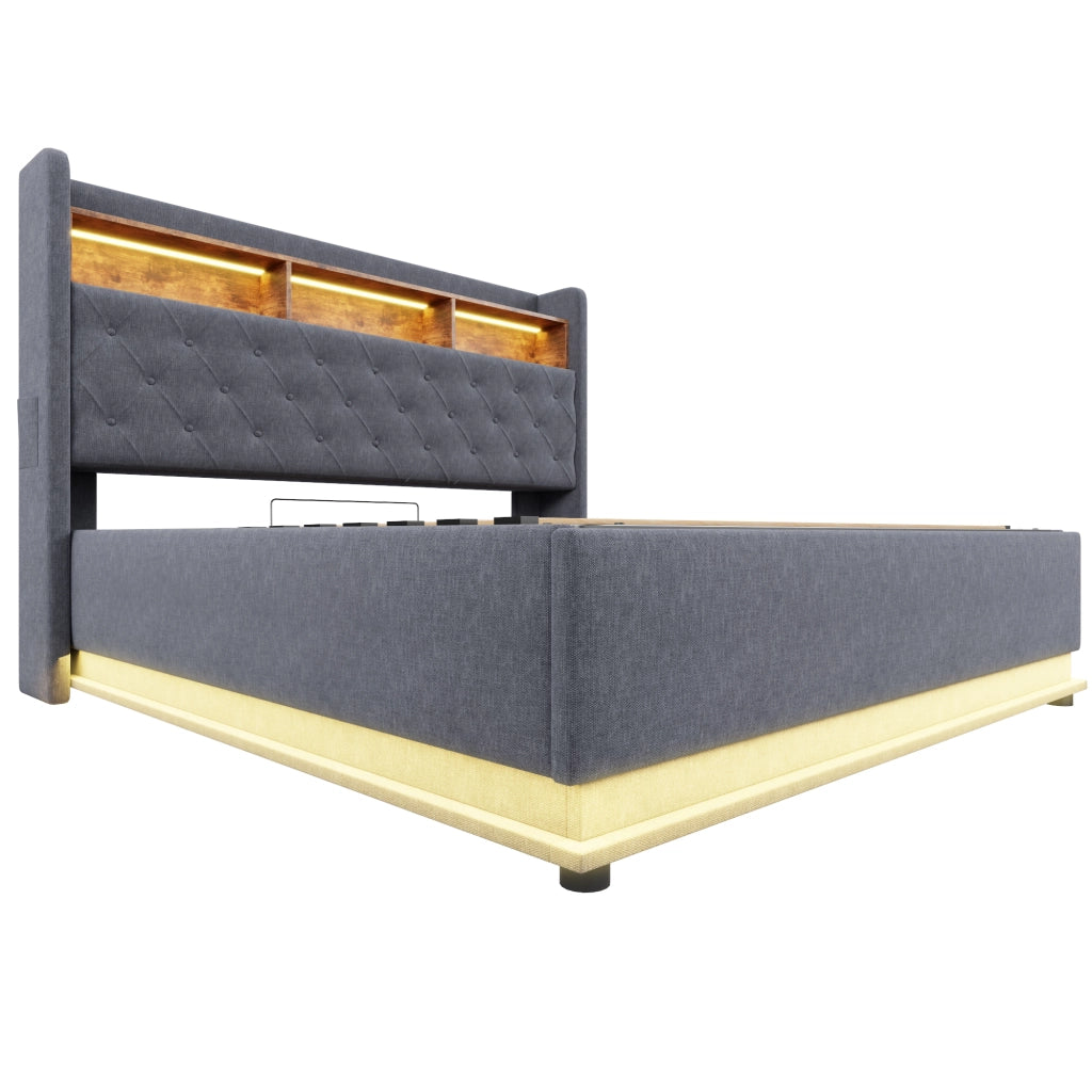 letto imbottito lino grigio 160 x 200 cm