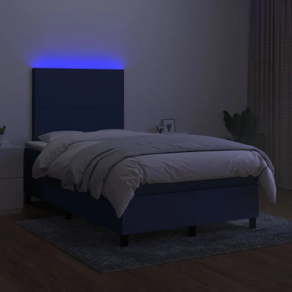 Letto a Molle con Materasso e LED Blu 120x200cm in Tessuto 3134707
