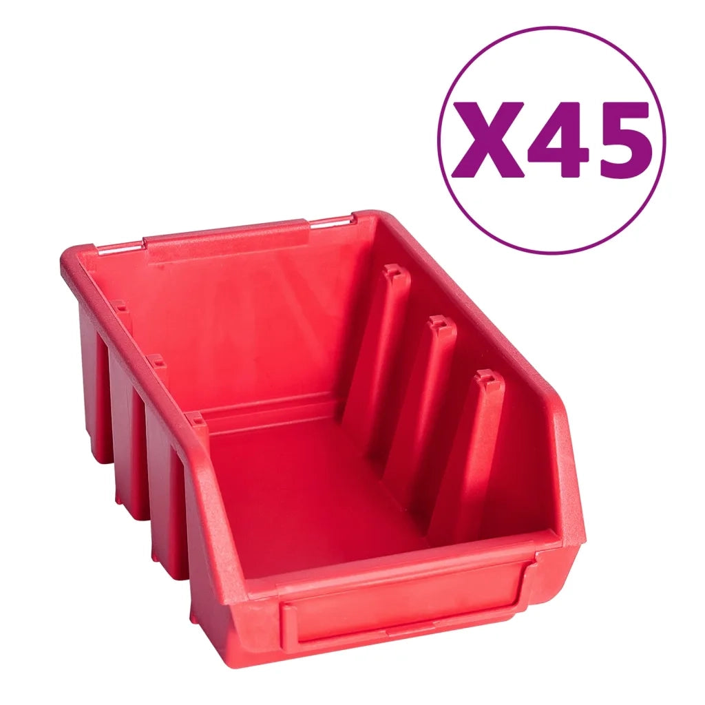Kit Contenitori 96 pz con Pannelli a Parete Rosso e Nero 150807