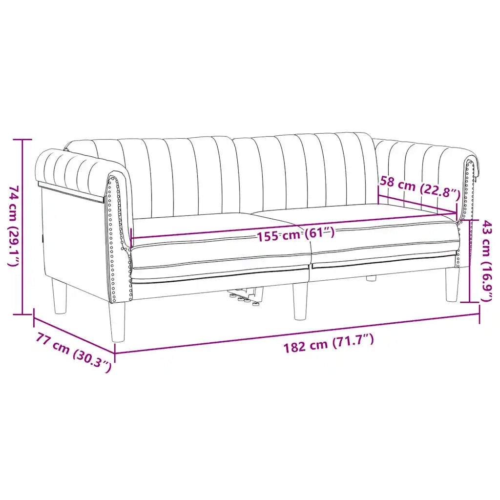Divano a 2 Posti-Sofa 2 Posti Marrone in Similpelle Scamosciata 464693