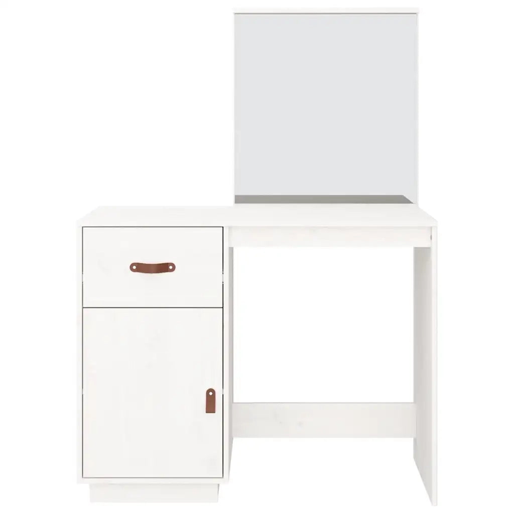 Toeletta | Tavolo da Trucco Bianca 95x50x134 cm in Legno Massello di Pino