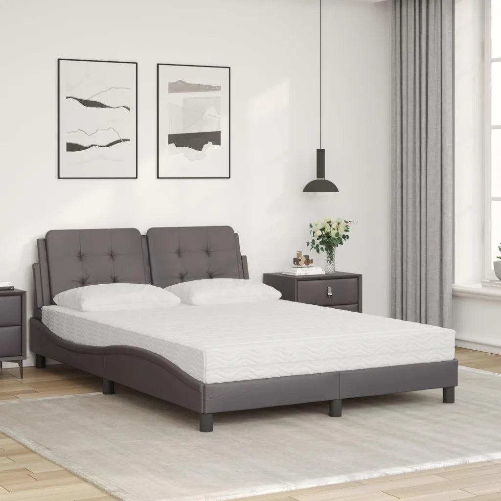 Letto con Materasso Zadar Grigio 140x200 cm in Similpelle