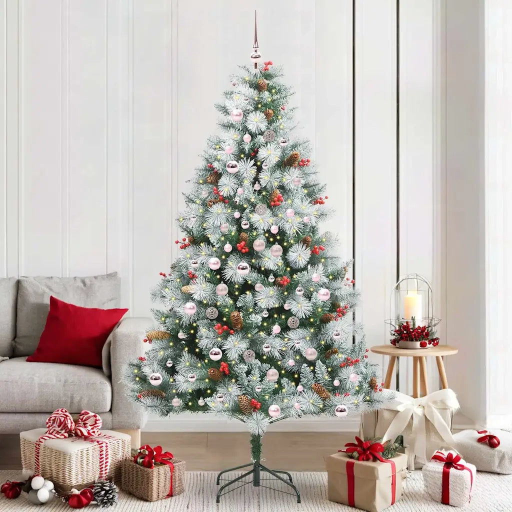 Albero di Natale artificiale Verde e bianco 210 cm 3395190