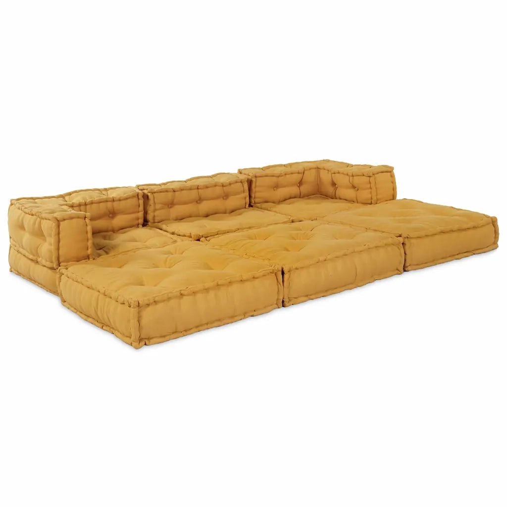 Divano Modulare a Fiori 2 pcs Giallo 140 x 70 x 56 cm Tessuto 3315081