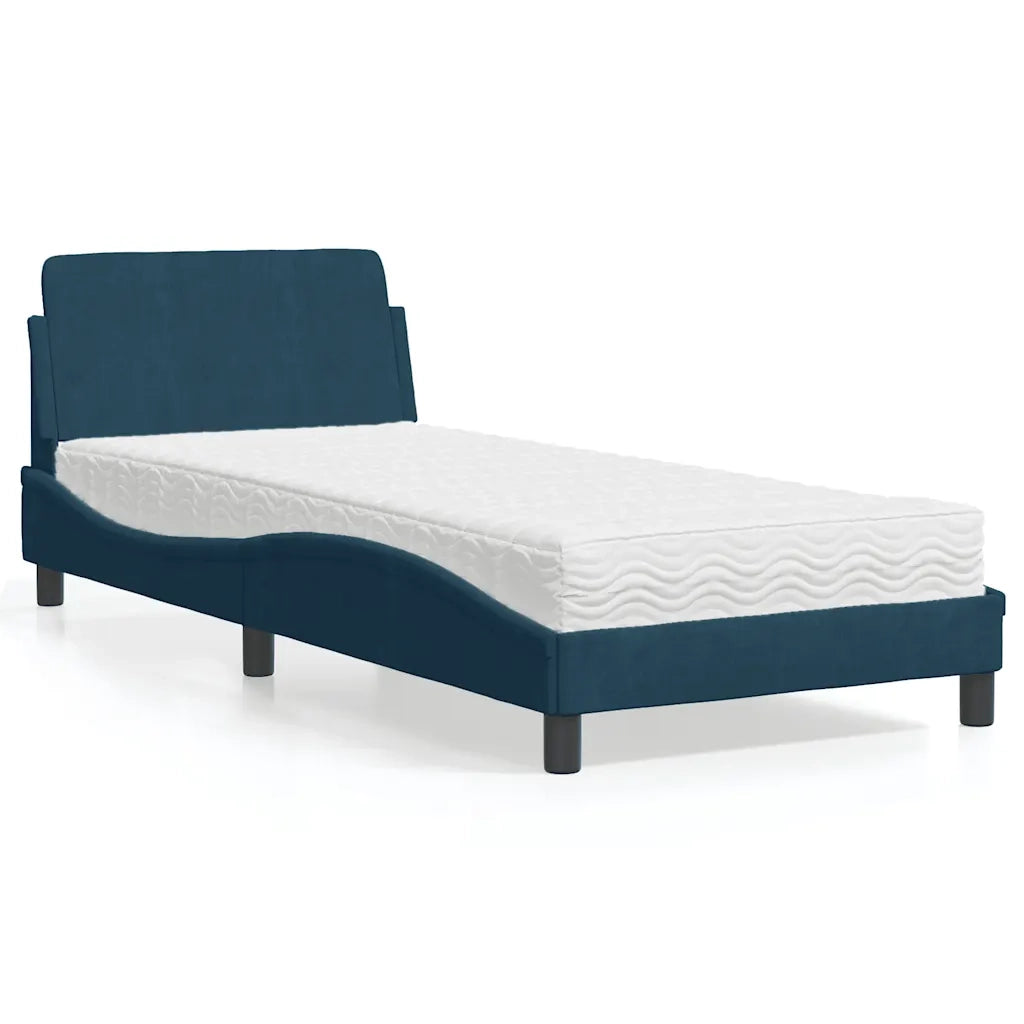 Letto con Materasso Dover Blu 90x200 cm in Velluto