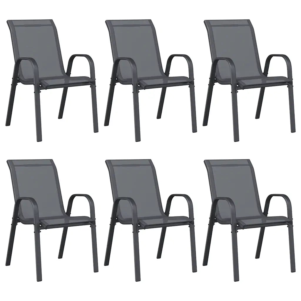 Sedie da Giardino Impilabili 6 pz in Tessuto Textilene Grigio 318784