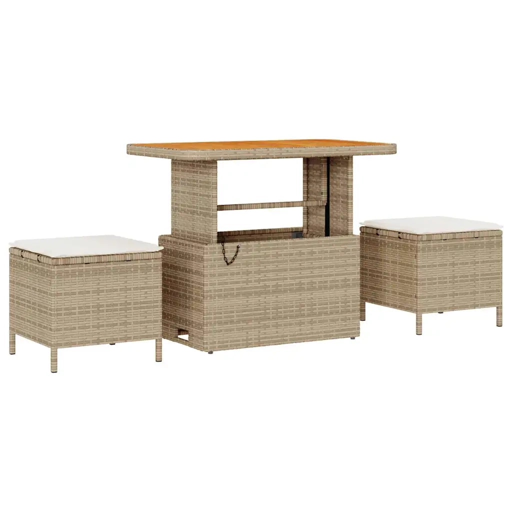 Set Divano da Giardino 13 pcs Nero e Crema polyrattan