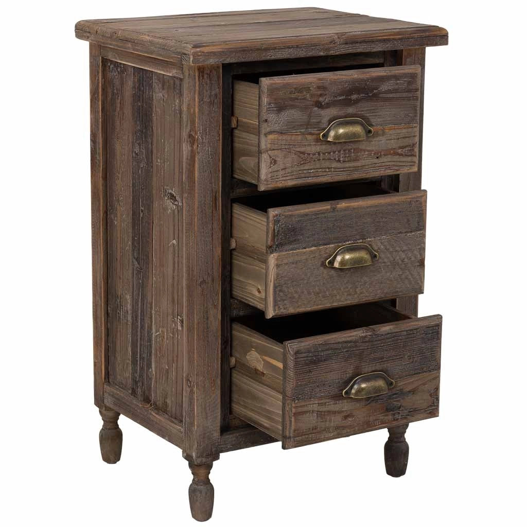 Comodino in legno con 3 cassetti 48x38x76,5