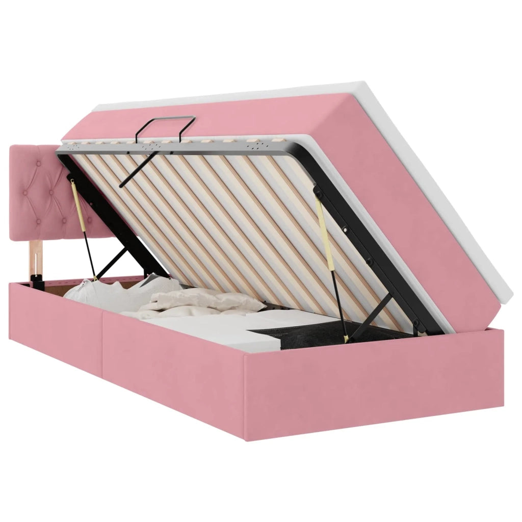 Letto con contenitore e LED con led Rosa 100 x 200 cm Velluto 3371438
