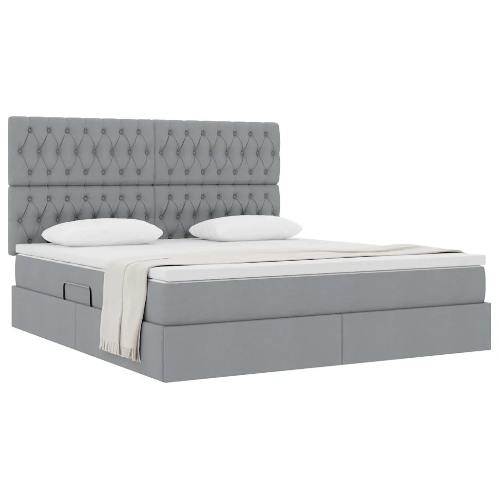 Letto con contenitore e materasso Grigio chiaro 160 x 200 cm