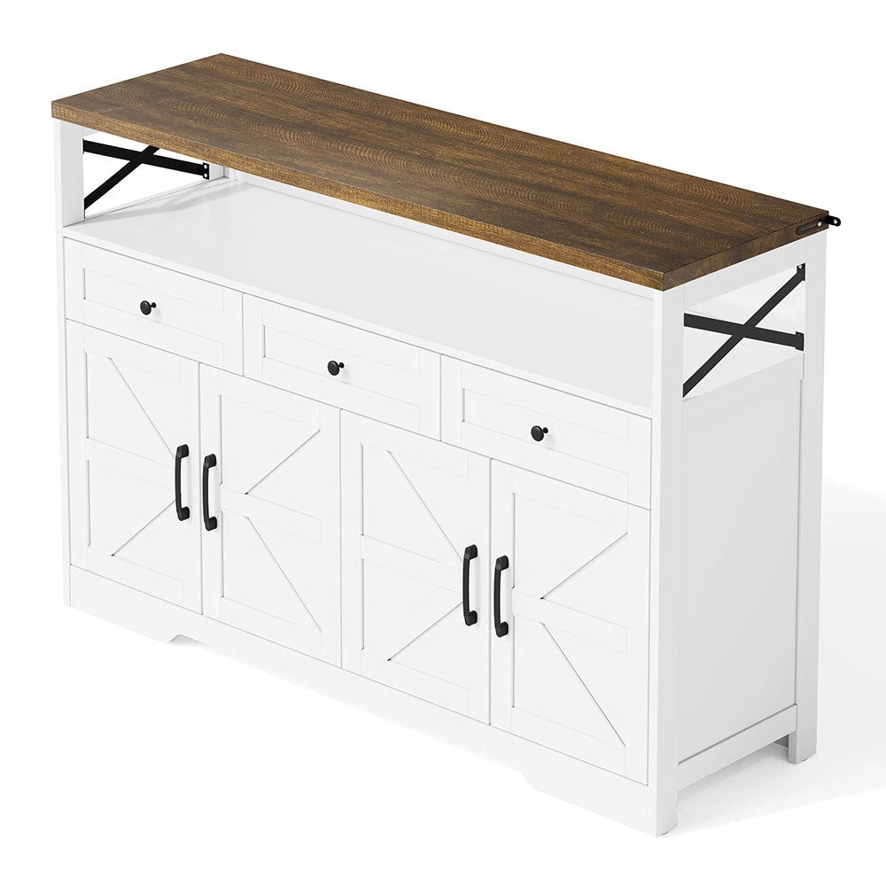 Buffet rustico - Xylo - 140cm 3cass porte bianco/marrone
