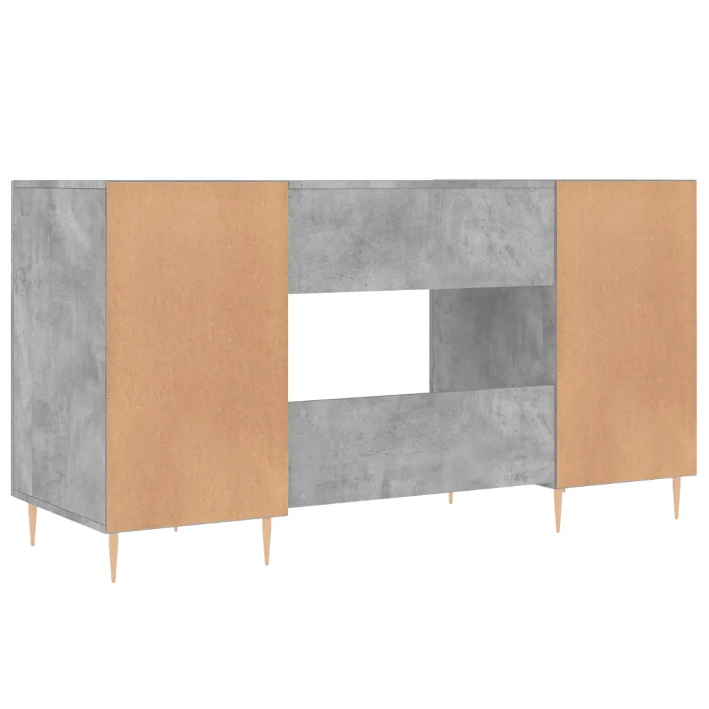 Scrivania | Tavolo da Ufficio Grigio Cemento 140x50x75 cm in Legno Multistrato