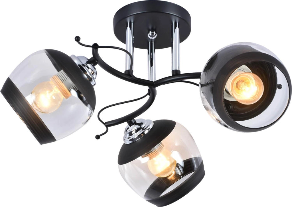 Lampadario Alemria Lampex 966/3 3 luci E27 nero cromo