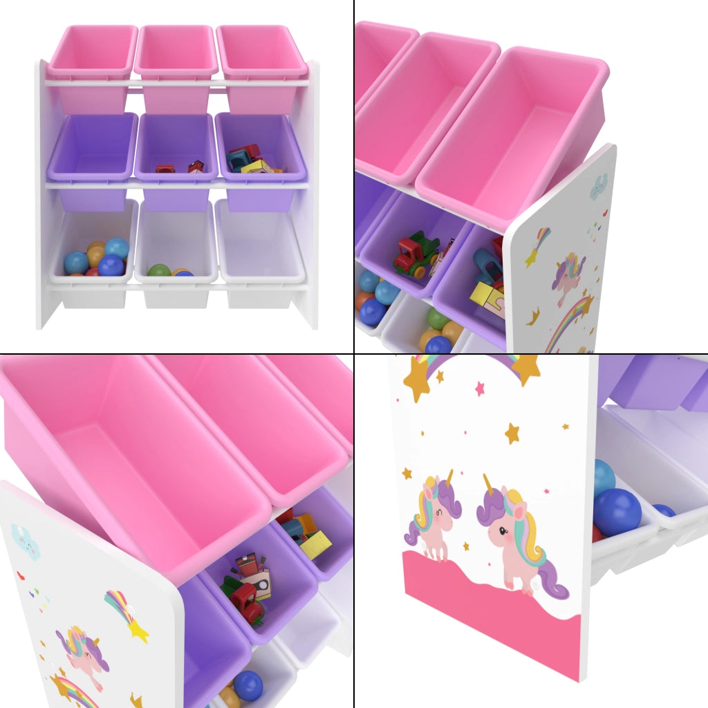 Scaffale 'Muxía' per Cameretta Contenitori a Scaletta - Disegno Unicorno [en.casa]