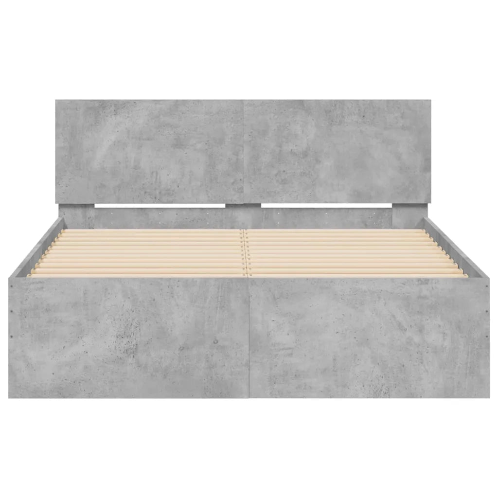 Giroletto con Testiera e LED Grigio Cemento 140x200 cm 3207612