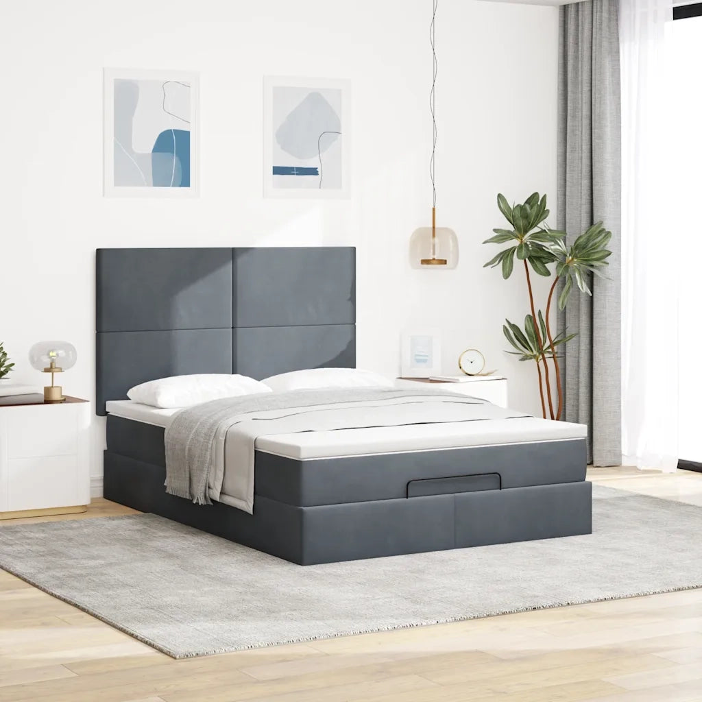 Struttura Letto Pouf con Materassi 140x190 cm Velluto 3314247