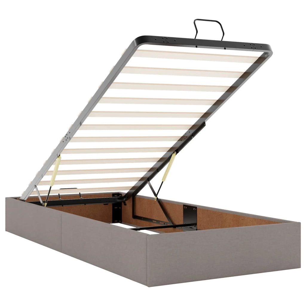 Letto ottomano con materasso Tortora 90 x 190 cm Tessuto 3456292