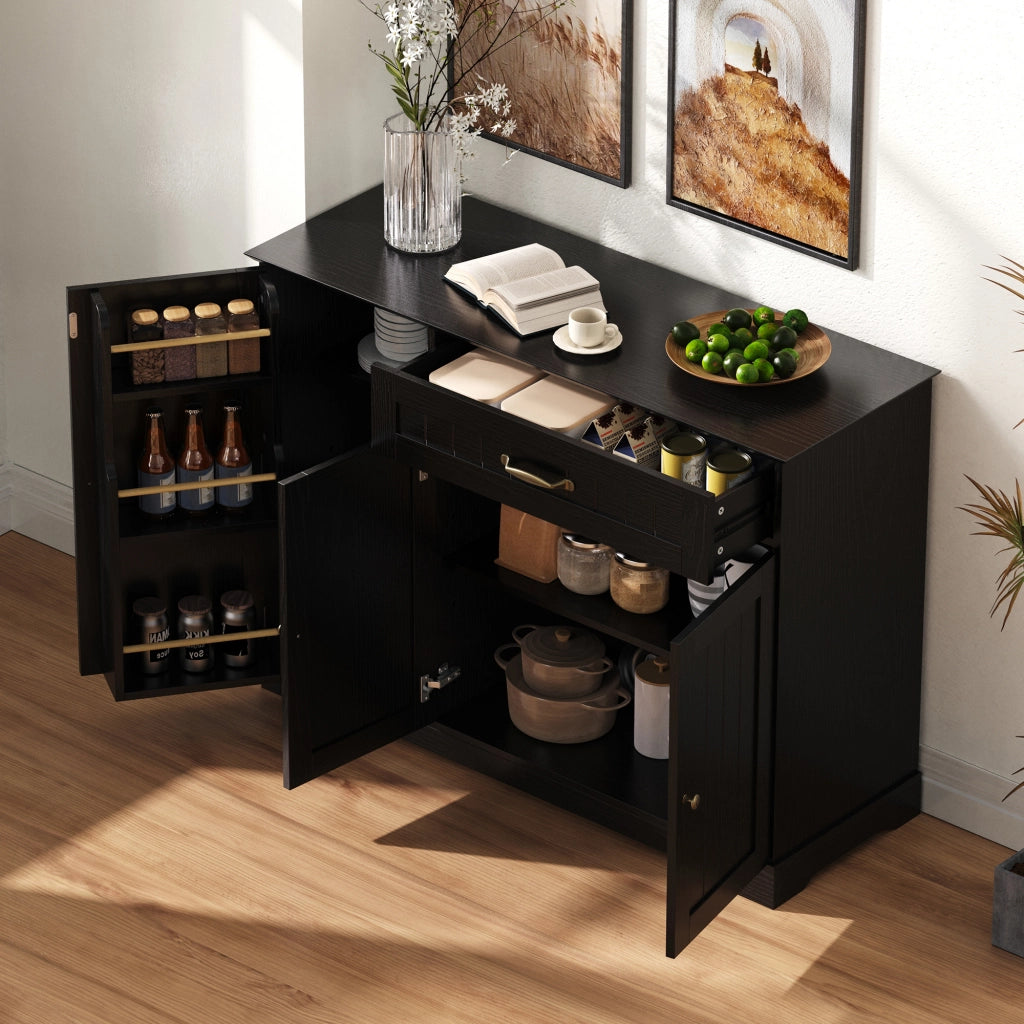 Credenza con 3 Ante e Cassetto ¨C MINIMAL ¨C Nero