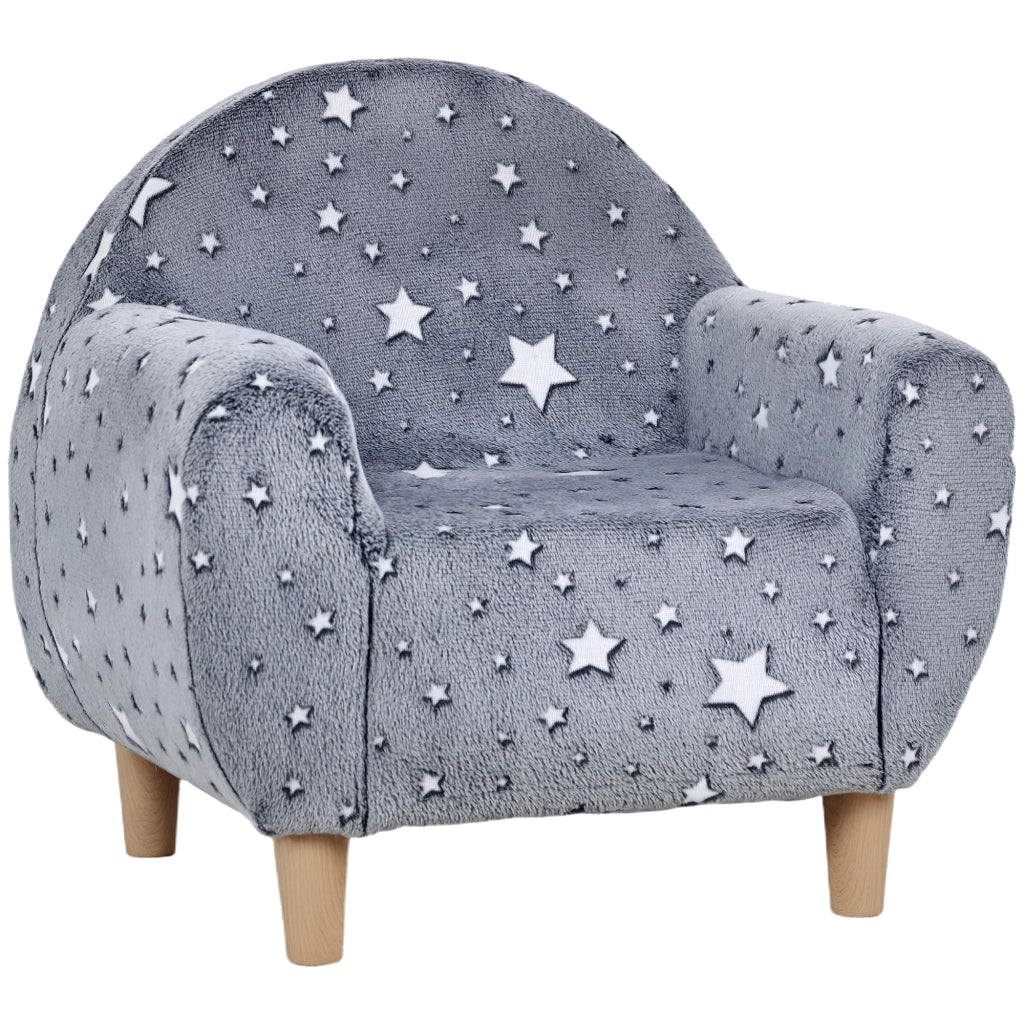 Divano bambini stelle luminose ¨C Minimal ¨C velluto grigio 55x40x55 cm