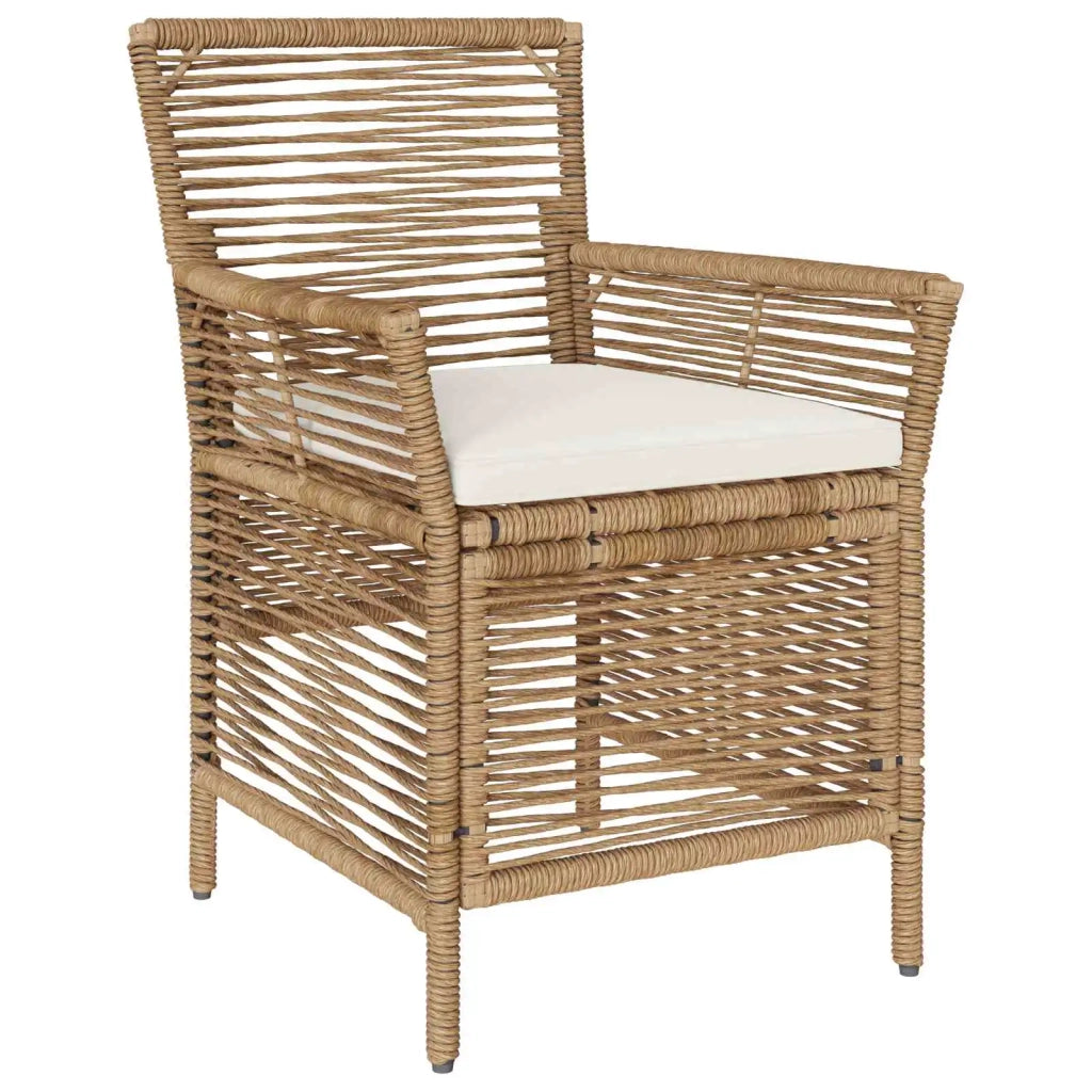 Sedia da giardino con cuscino 4 pz | Sedie da Esterno Beige e Crema polyrattan