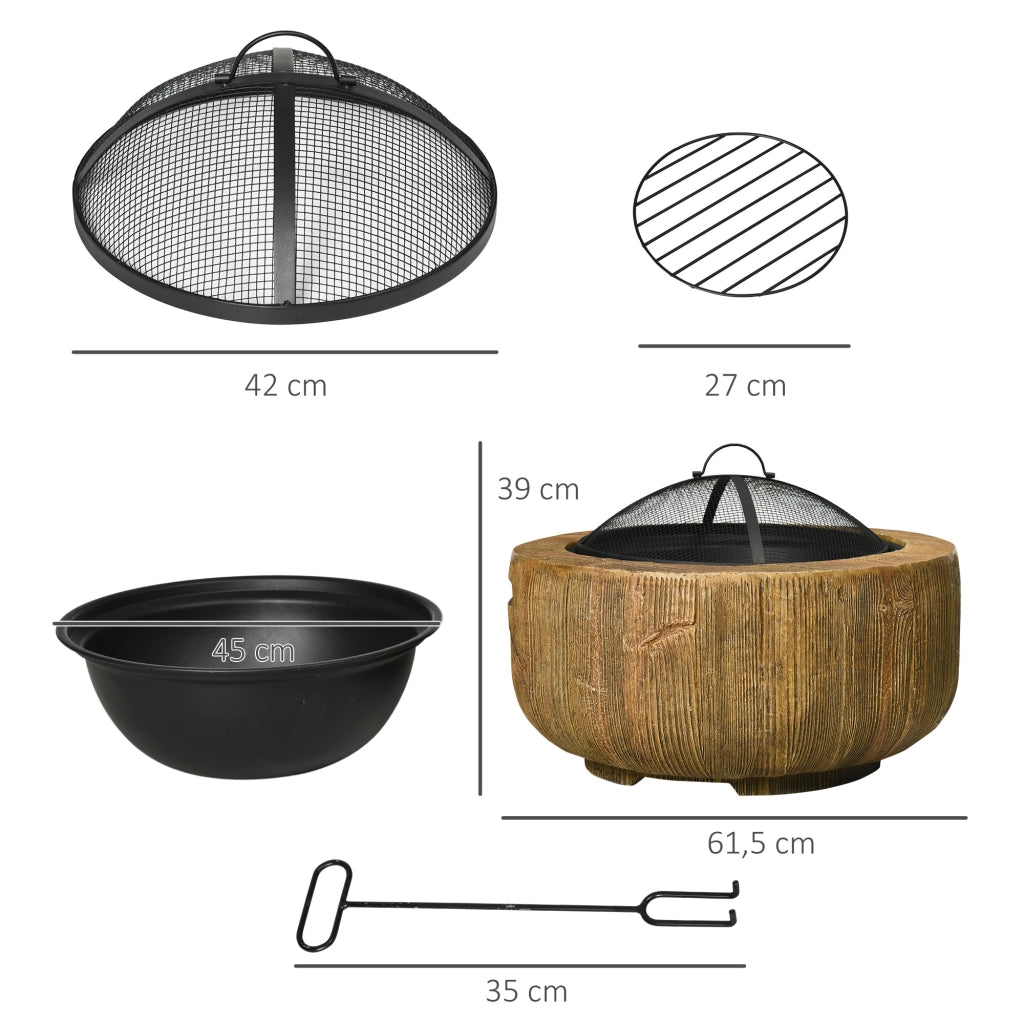 Braciere a Ceppo con Griglia e Attizzatoio ¨C zephmum ¨C ?61.5x39 cm