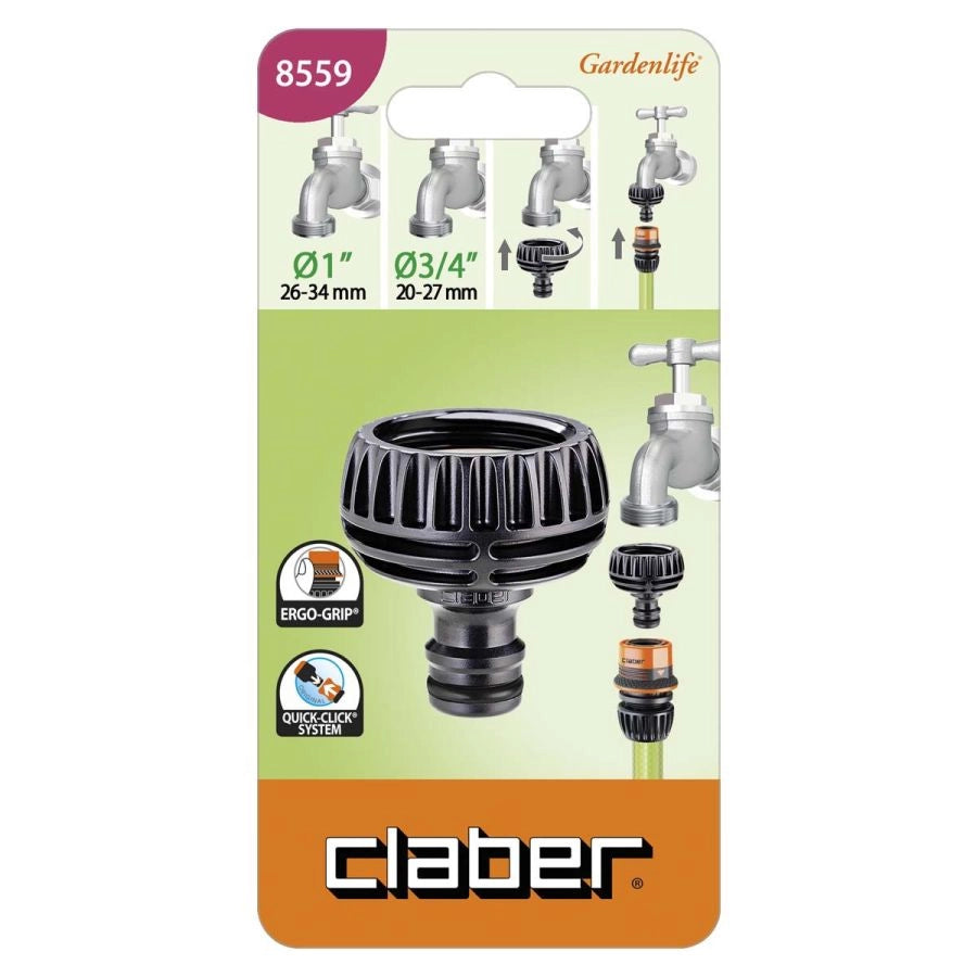 PRESA RUBINETTO UNIVERSALE PER IRRIGAZIONE DA GIARDINO 3/4 POLLICE E 1 POLLICE
