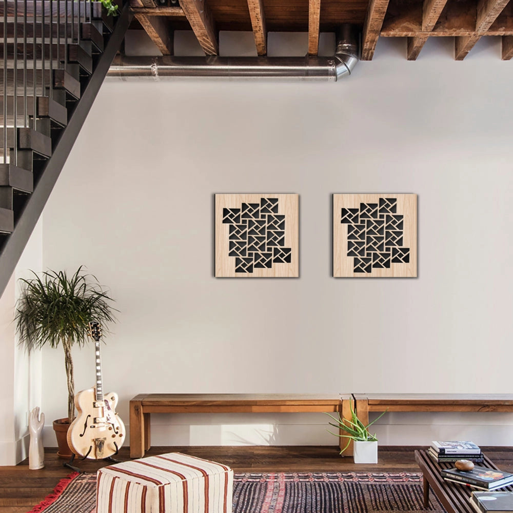 CUBI - Quadro arredo LASERCUT composito Legno e PVC Misura: 40x40 cm