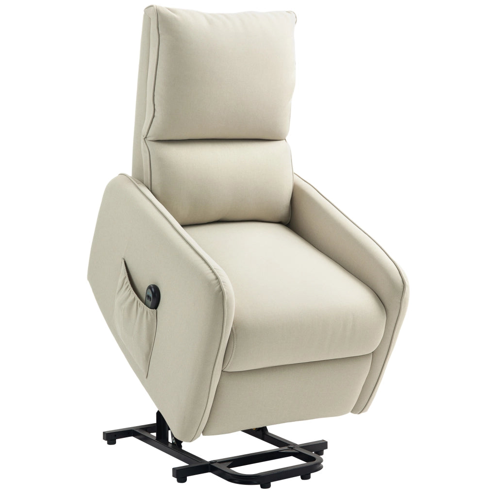 Poltrona Alzapersona Elettrica Reclinabile ¨C Xylo ¨C Tessuto Beige con Telecomando