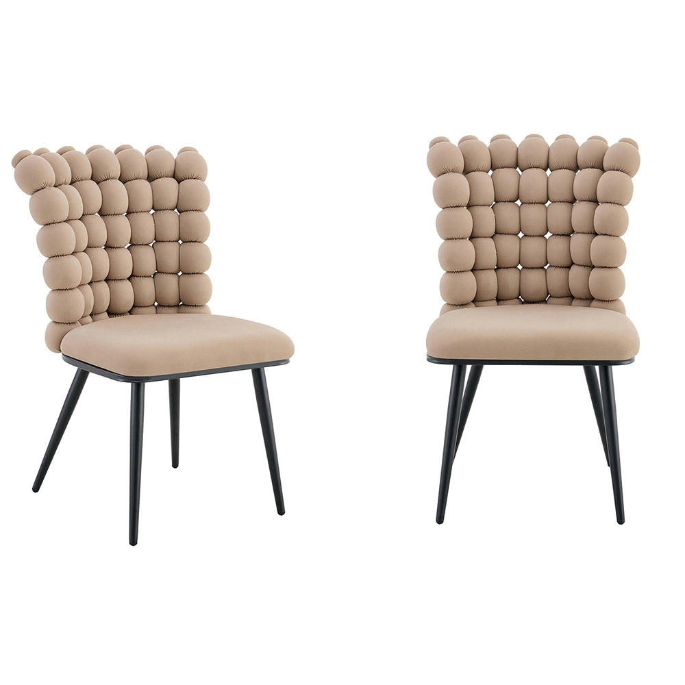 Set 2 sedie da pranzo - Xylo - velluto camel gambe nere
