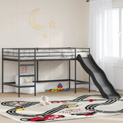Letto loft per bambini con scivolo Nero e antracite