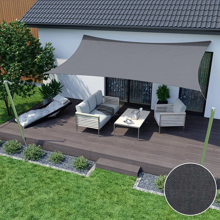 AIO FACTORY 3x5 m Vela Ombreggiante Impermeabile Grigio Scuro - Vela Parasole da Giardino