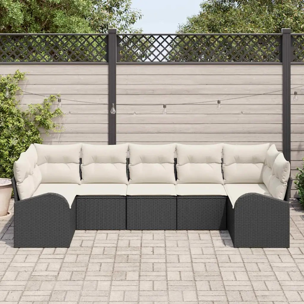 Set Divano da Giardino 7 pcs Nero e Bianco polyrattan 3354856