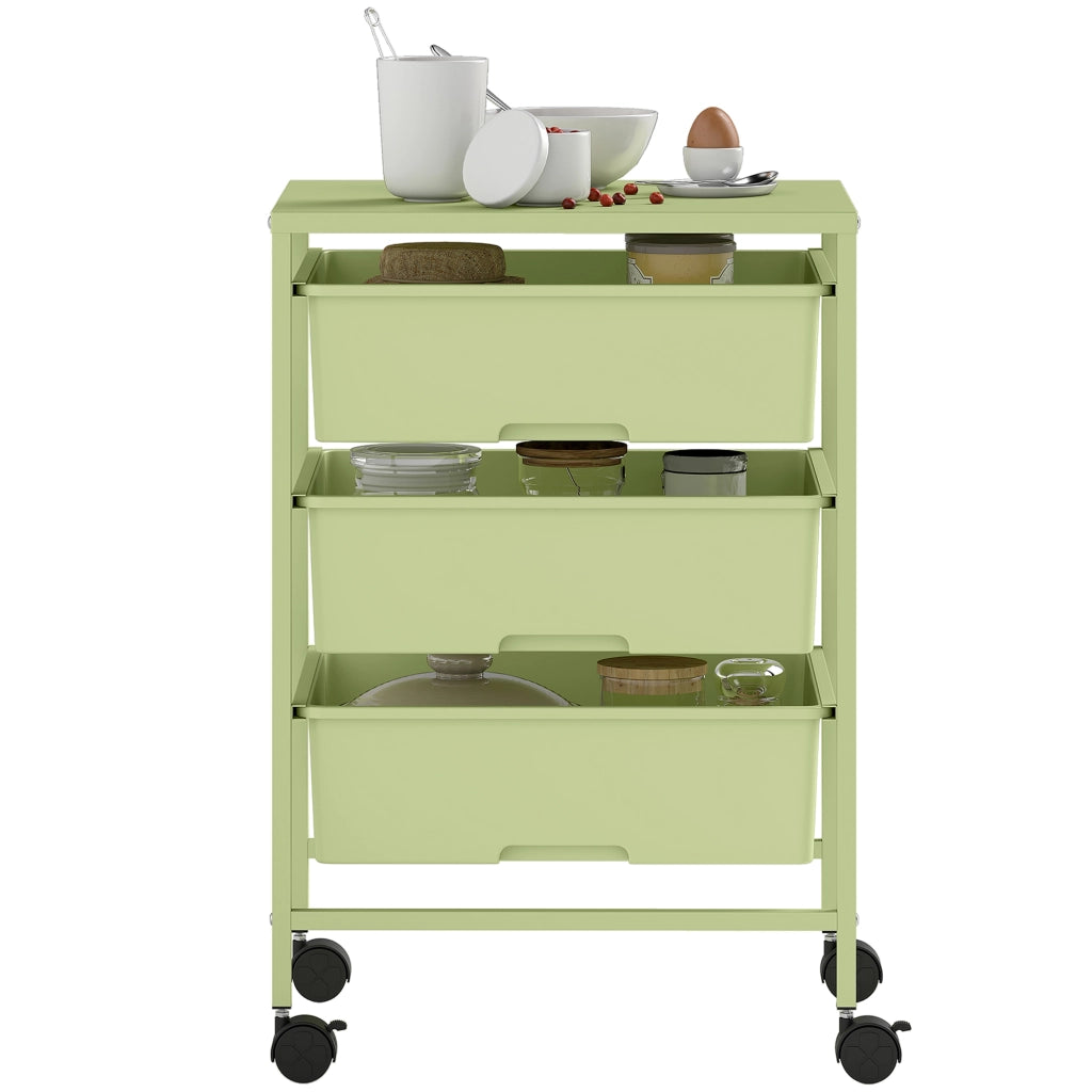 Carrello Multilivello con Cestini ¨C Minimal ¨C Verde 40,8x33,5x60,5 cm