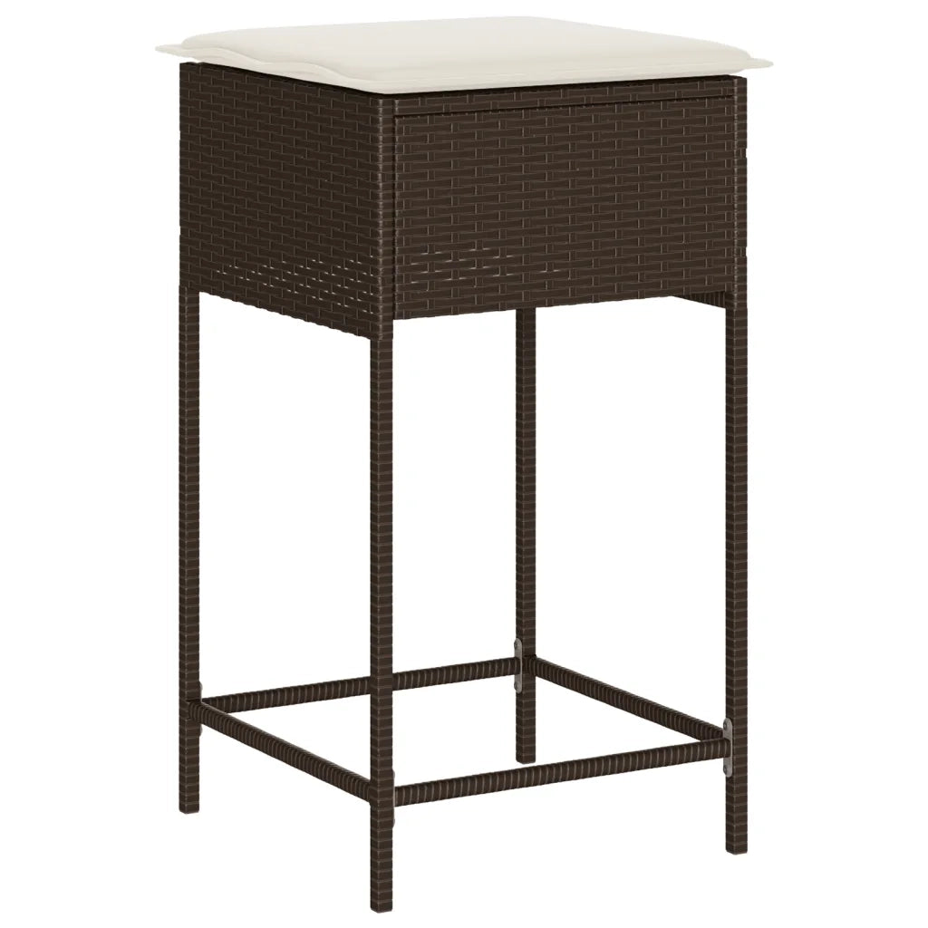 Set Bar da Giardino 7 pz con Cuscini in Polyrattan Marrone 3261509