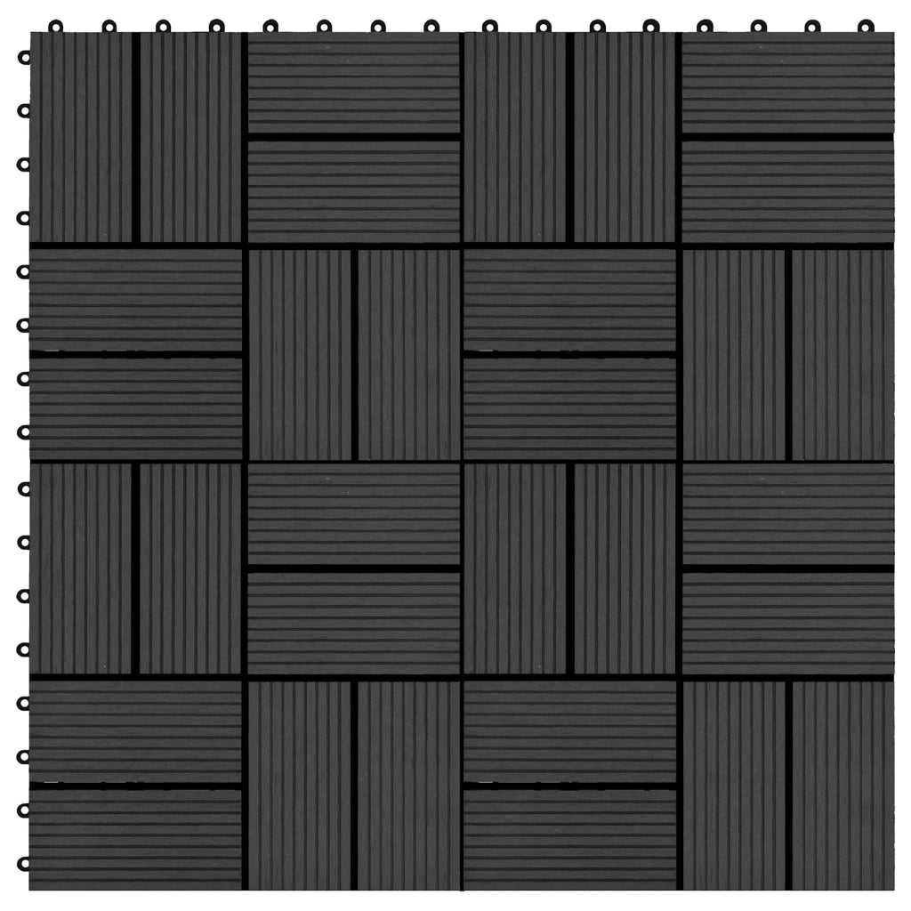 Piastrella per Decking 11 pcs Nero 30 x 30 cm WPC 42046676