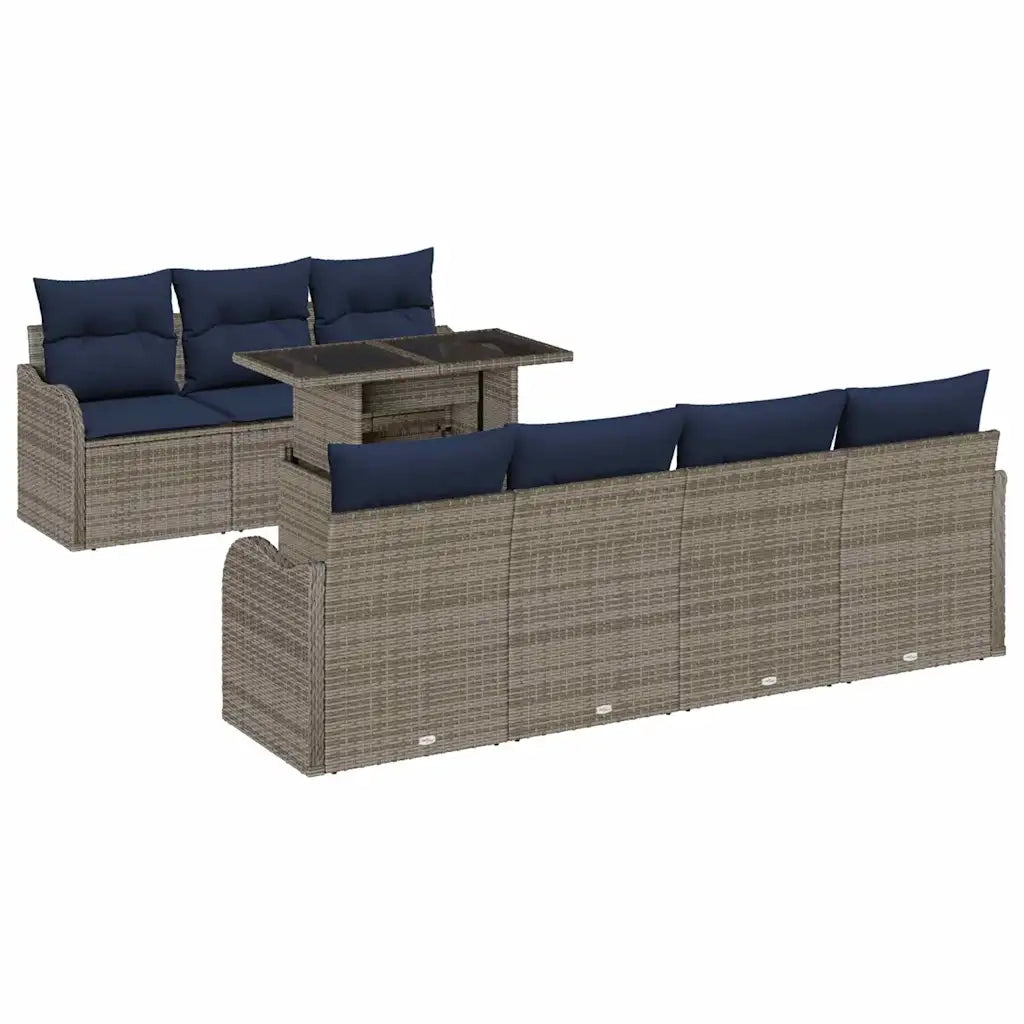 Set Divano da Giardino 8 pz Grigio polyrattan 3348411