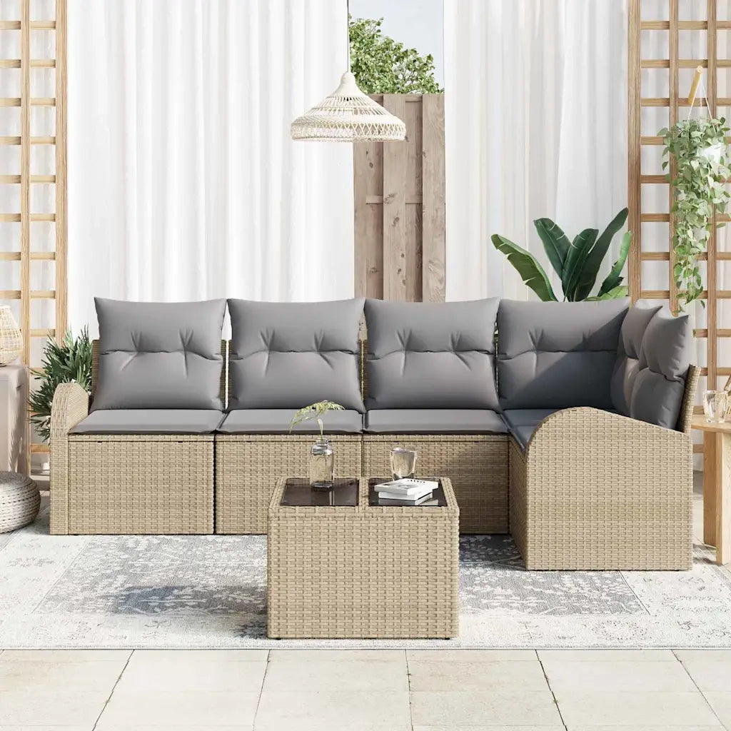 Set di divani con cuscino 6 pcs Beige Poliestere 3346050